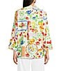 Ali Miles Allover Multi Fruit Print Point Collar 3/4 Roll-Tab Sleeve Button-Front Shirt - Image 2