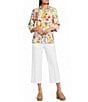 Ali Miles Allover Multi Fruit Print Point Collar 3/4 Roll-Tab Sleeve Button-Front Shirt - Image 5