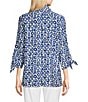 Color:Blue Print - Image 2 - Blue Print Wire Collar 3/4 Sleeve Pullover Tunic