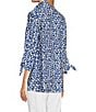 Color:Blue Print - Image 4 - Blue Print Wire Collar 3/4 Sleeve Pullover Tunic