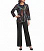 Ali Miles Brushed Knit Floral Abstract Cowl Neck 3/4 Sleeve Pullover Top - Image 3