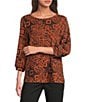 Ali Miles Brushed Knit Round Neck 3/4 Sleeve Tunic - Image 1