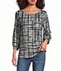 Ali Miles Brushed Knit Round Neck 3/4 Sleeve Tunic - Image 1