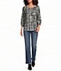 Ali Miles Brushed Knit Round Neck 3/4 Sleeve Tunic - Image 3