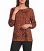 Ali Miles Brushed Knit Round Neck 3/4 Sleeve Tunic - Image 1