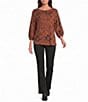 Ali Miles Brushed Knit Round Neck 3/4 Sleeve Tunic - Image 3