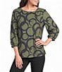 Ali Miles Brushed Knit Round Neck 3/4 Sleeve Tunic - Image 1