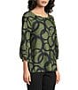 Ali Miles Brushed Knit Round Neck 3/4 Sleeve Tunic - Image 3