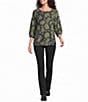 Ali Miles Brushed Knit Round Neck 3/4 Sleeve Tunic - Image 4