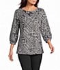 Ali Miles Brushed Knit Round Neck 3/4 Sleeve Tunic - Image 1