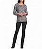 Ali Miles Brushed Knit Round Neck 3/4 Sleeve Tunic - Image 3