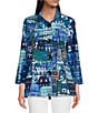 Ali Miles City Print Stand Collar 3/4 Sleeve Button-Front Tunic, Color:City Print - Image 1