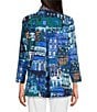 Ali Miles City Print Stand Collar 3/4 Sleeve Button-Front Tunic, Color:City Print - Image 2