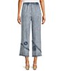 Ali Miles Coordinating Applique Drawstring Straight Pull-On Pants - Image 2