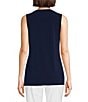 Color:Navy - Image 2 - Crepe Luxe Sleeveless Round Neck Tank