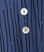 Ali Miles Crinkle Woven Abstract Stripe Wire Collar 3/4 Sleeve Button Front Tunic, Color:Indigo Blue - Image 6