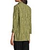Ali Miles Crinkle Woven Abstract Stripe Wire Collar 3/4 Sleeve Button Front Tunic, Color:Soft Olive - Image 4