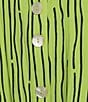 Ali Miles Crinkle Woven Abstract Stripe Wire Collar 3/4 Sleeve Button Front Tunic, Color:Soft Lime - Image 6