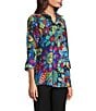 Ali Miles Floral Wire Collar 3/4 Sleeve Button-Front Tunic, Color:Floral Multi - Image 3