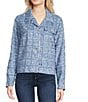 Ali Miles Jacquard Frayed Fringe Point Collar Long Sleeve Button Front Jacket, Color:Medium Blue - Image 2