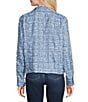 Ali Miles Jacquard Frayed Fringe Point Collar Long Sleeve Button Front Jacket, Color:Medium Blue - Image 3
