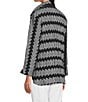 Ali Miles Jacquard Wire Collar 3/4 Cuff Sleeve Button Front Tunic, Color:Black/White - Image 4
