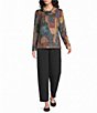 Ali Miles Knit Geometric Cowl Neck Long Sleeve Pullover - Image 3