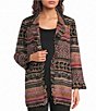 Ali Miles Knit Jacquard Multi Animal Print Open Front Long Sleeve Jacket - Image 1