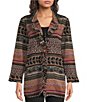 Ali Miles Knit Jacquard Multi Animal Print Open Front Long Sleeve Jacket - Image 4