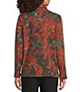 Ali Miles Knit Leaf Print Point Collar Long Sleeves Button Front Jacket - Image 2