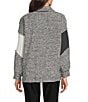 Ali Miles Knit Mixed Media Point Collar Long Sleeve Button Front Jacket, Color:Black White - Image 2