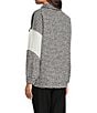 Ali Miles Knit Mixed Media Point Collar Long Sleeve Button Front Jacket, Color:Black White - Image 4