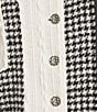 Ali Miles Knit Mixed Media Point Collar Long Sleeve Button Front Jacket, Color:Black White - Image 6