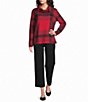 Ali Miles Knit Plaid Split Cowl Neck Long Sleeve Sweater Tunic - Image 3