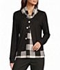 Ali Miles Knit Solid & Mix Print Cowl Collar Long Sleeve Elastic Banded Pullover Top - Image 1