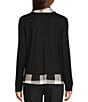 Ali Miles Knit Solid & Mix Print Cowl Collar Long Sleeve Elastic Banded Pullover Top - Image 2