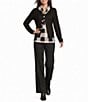 Ali Miles Knit Solid & Mix Print Cowl Collar Long Sleeve Elastic Banded Pullover Top - Image 3