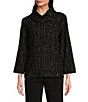 Ali Miles Knit Stretch Jacquard Collared 3/4 Sleeve Jacket,All Products : American Fashion Style Bags On Sale