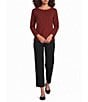 Ali Miles Knit Sweater Elastic Waistband Crop Length Straight Leg Front Drawstring Pants - Image 3
