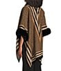 Ali Miles Knit Texture Stripe Borders Plush Trim Open Front 3/4 Sleeve Sweater Jacket - Image 4