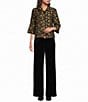 Ali Miles Knit Velvet Flat Front Wide Leg Full Length Pull-On Pants - Image 3