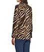 Ali Miles Knit Zebra Print Point Collar Long Roll-Tab Sleeve Quarter-Zip Tunic, Color:Zebra - Image 4
