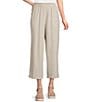 Ali Miles Linen Blend Woven Wide Leg Pull-On Cropped Pants - Image 1