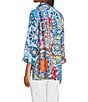 Ali Miles Medallion Print Wire Collar 3/4 Sleeves Button Front Tunic, Color:Medallion Multi - Image 4
