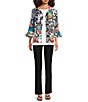 Ali Miles Multi Abstract Wire Collar 3/4 Sleeve Button Front Jacket - Image 5