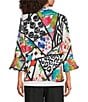 Ali Miles Multi Abstract Wire Collar 3/4 Sleeve Button Front Jacket - Image 2