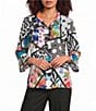 Ali Miles Multi Abstract Wire Collar 3/4 Sleeve Button Front Jacket - Image 3