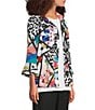 Ali Miles Multi Abstract Wire Collar 3/4 Sleeve Button Front Jacket - Image 4