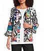 Ali Miles Multi Abstract Wire Collar 3/4 Sleeve Button Front Jacket - Image 1