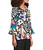 Ali Miles Multi Abstract Wire Collar 3/4 Sleeve Button Front Jacket - Image 5